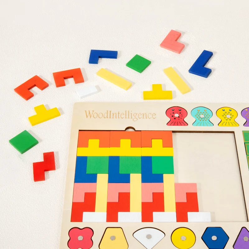 Montessori Wooden Educational Shape and Number Matching Puzzle Board