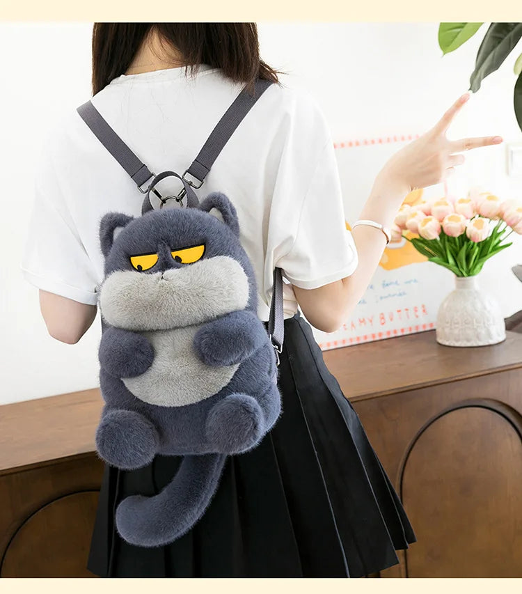 Kawaii Plush Stuffed Cat Doll Backpack Cute Kids Birthday Xmas Gift 2025 New Arrival Plush Toy for Children Girls Soft Cuddly