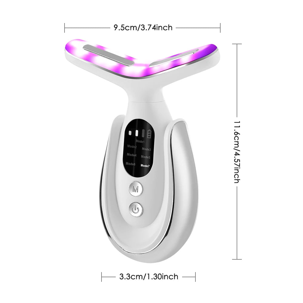 Neck Beauty Device Neck Massager with 7 Color Light Hot Compress Neck wrinkle Removal Massage Beauty Tool Skin Care USB Charging