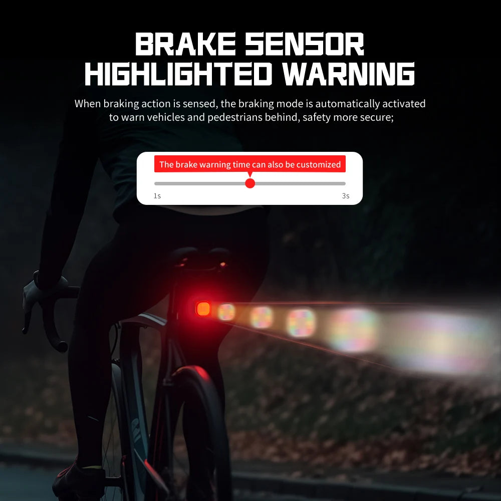 Intelligent Expression Taillight 140 Led Braking Sensor Bluetooth Bike Rear Light Customizable Bicycle Taillights