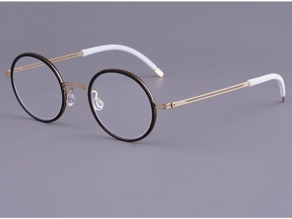 Vintage Round Screwless Titanium Eyeglasses Frame