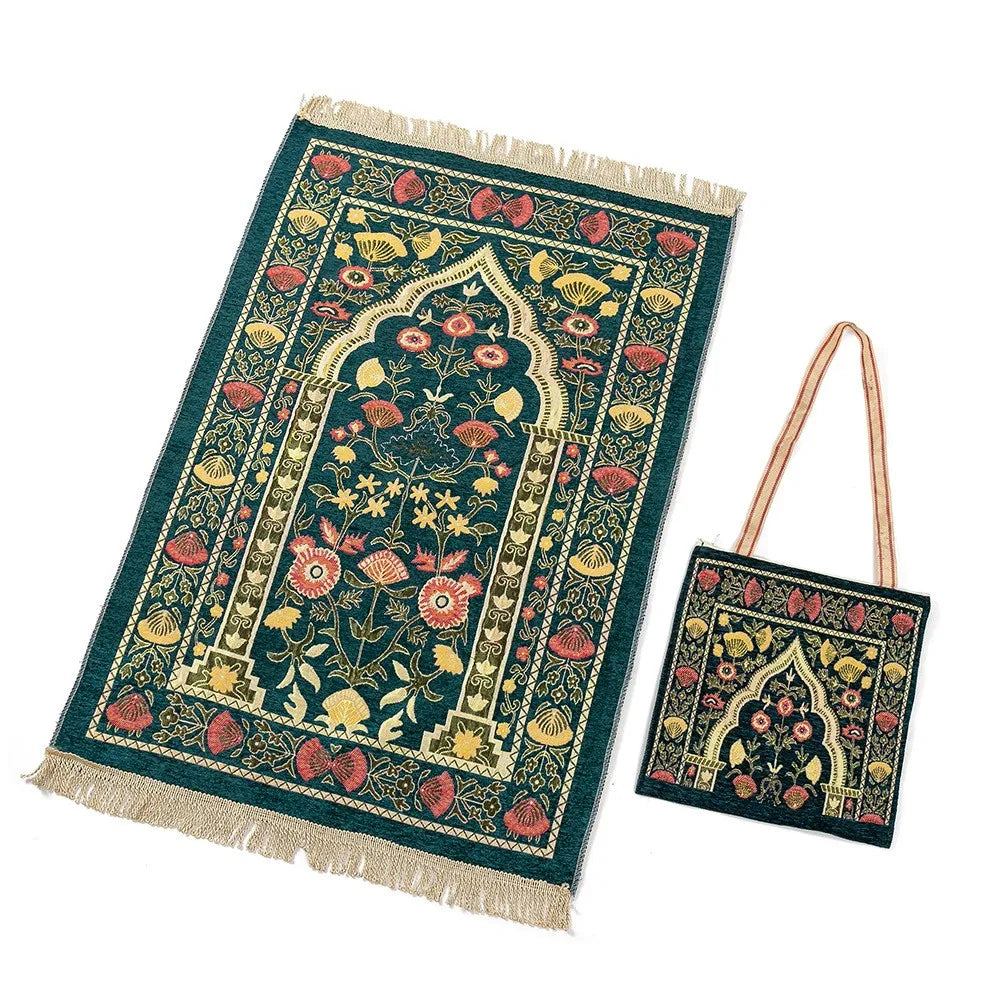 Prayer Rug Islamic Portable Muslim Prayer Rug Set with Elegant Bags Soft Carpet for Ramadan Islamic Muslim Great Gift for Family