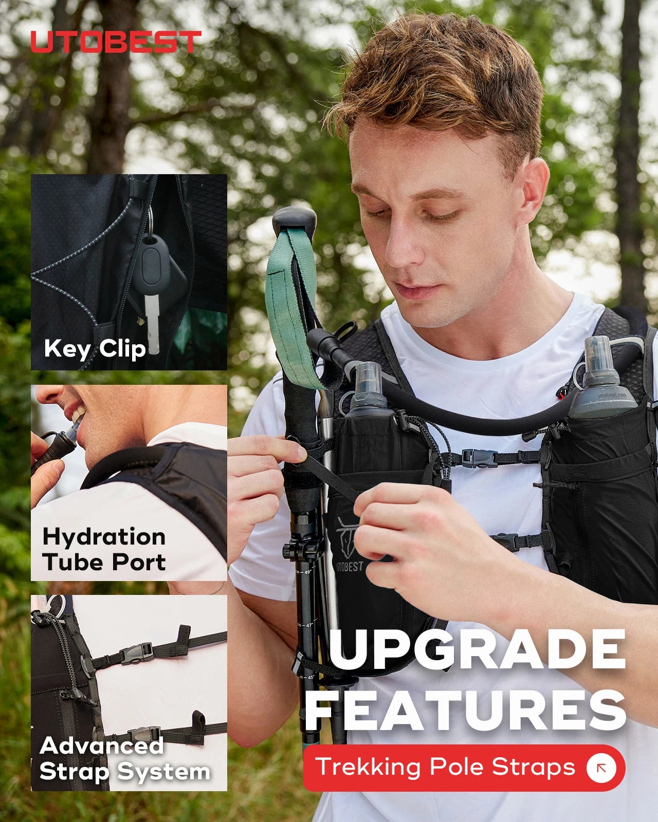Trail Running Backpack 10L Ultra Lightweight Hydration Vest with 2L Water Bladder for Outdoor Hiking Cycling Marathon