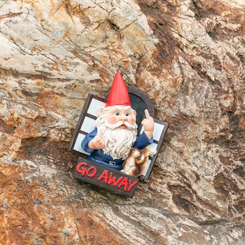 Go Away Rude Middle Finger Gnome Garden Statue Gnome Figurine Resin Angry Wacky Guardian Gnome Home Wall Tree Hanging Decor