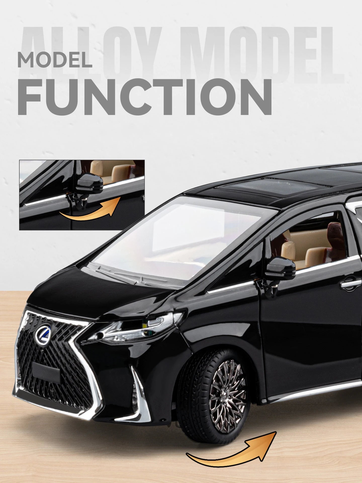 1 24 Scale Alloy MPV Diecast Pull Back Model Car with Sound and Light
