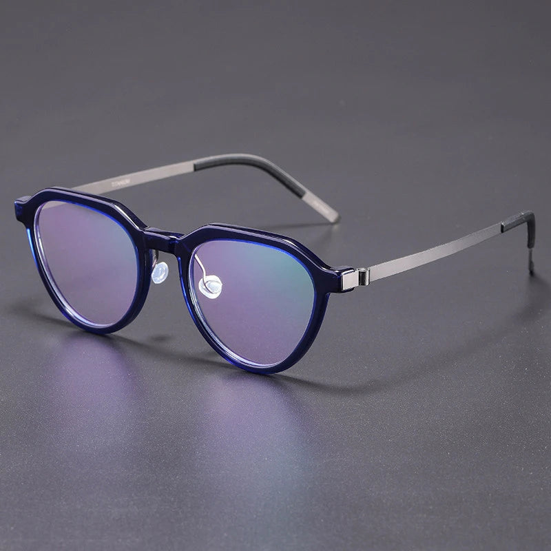 Vintage Polygon Titanium Acetate Screwless Eyeglasses Frame