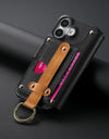 Wallet Flip Case for iPhone 16 15 Pro Max 14 Plus 16Pro 14Pro 15Pro Leather Strap Card Slots Zipper Cover
