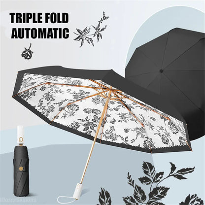 Light Luxury 2 Layers UV Parasol Sun Shade Protection Windproof European Elegant Umbrella