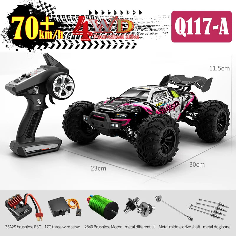 RC Car 1:16 70KM/H or 25KM/H Car Toys LED Headlight Shock-Absorbing Long Endurance With Adapt To All-Terrain 4WD Toys