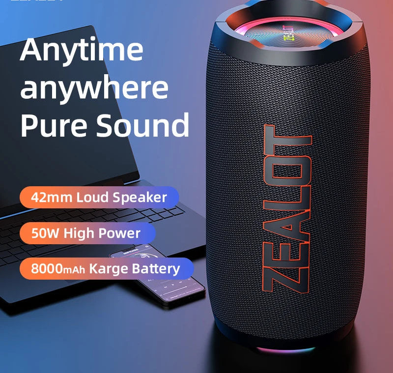 50W Portable Super Subwoofer Portable Speaker Home Outdoor Waterproof Column Bluetooth Speaker Sound Box