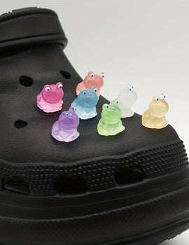 7pcs Frog Cute Cartoon Shoe Charms For Clogs Garden Shoes Decoration DIY Accessories