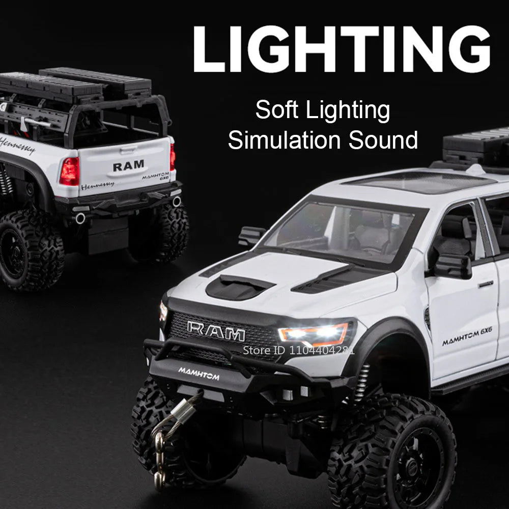 1:24 Mammoth F-150 Raptor Diecast Alloy Model Toy Car Doors Opened Sound Light Pull Back Miniature Vehice Adult Boy Fashion Gift