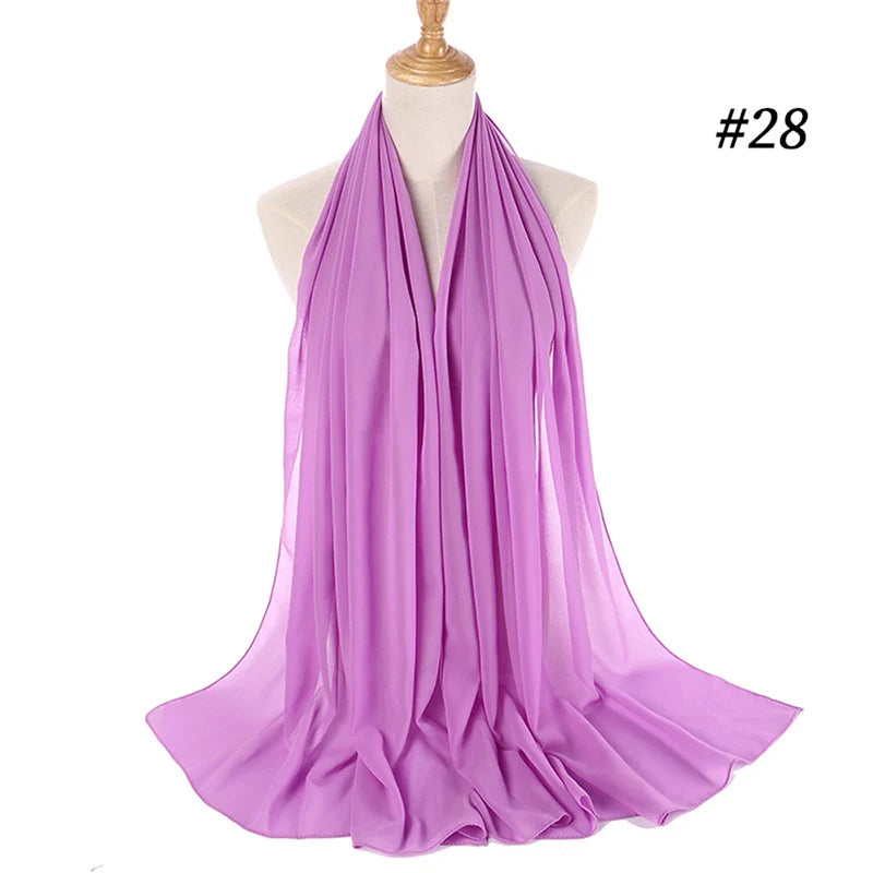 Muslim Chiffon Hijab Women Bubble Chiffon Scarf For Women Ladies Veil Muslim Islam Solid Color Malaysia Wrap Scarves