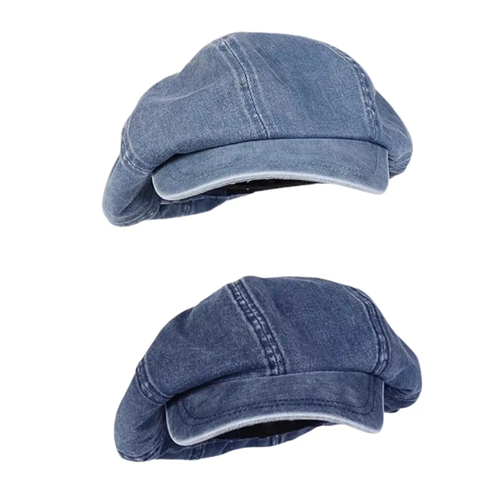 Women Denim Beret Hat Flat Cap Vintage Style Cabbie Hat Classic Newsboy Cap Octagonal Hat for Hiking Travel Driving Trip Outing