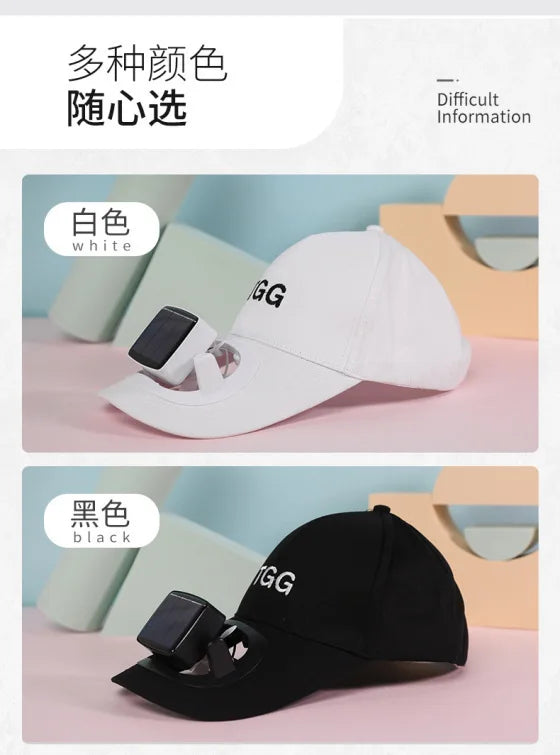 Wide Brim Solar Fan Hat With Detachable Fan