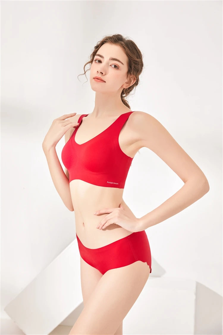Women’s 2-Piece Seamless Bra & Panties Set – Soft, Wire-Free,
