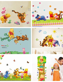 Cartoon Animal Winnie The Pooh Wall Stickers Decals For Room Nursery Kindergarten Bedroom Wall Decoration Decor Mural Home