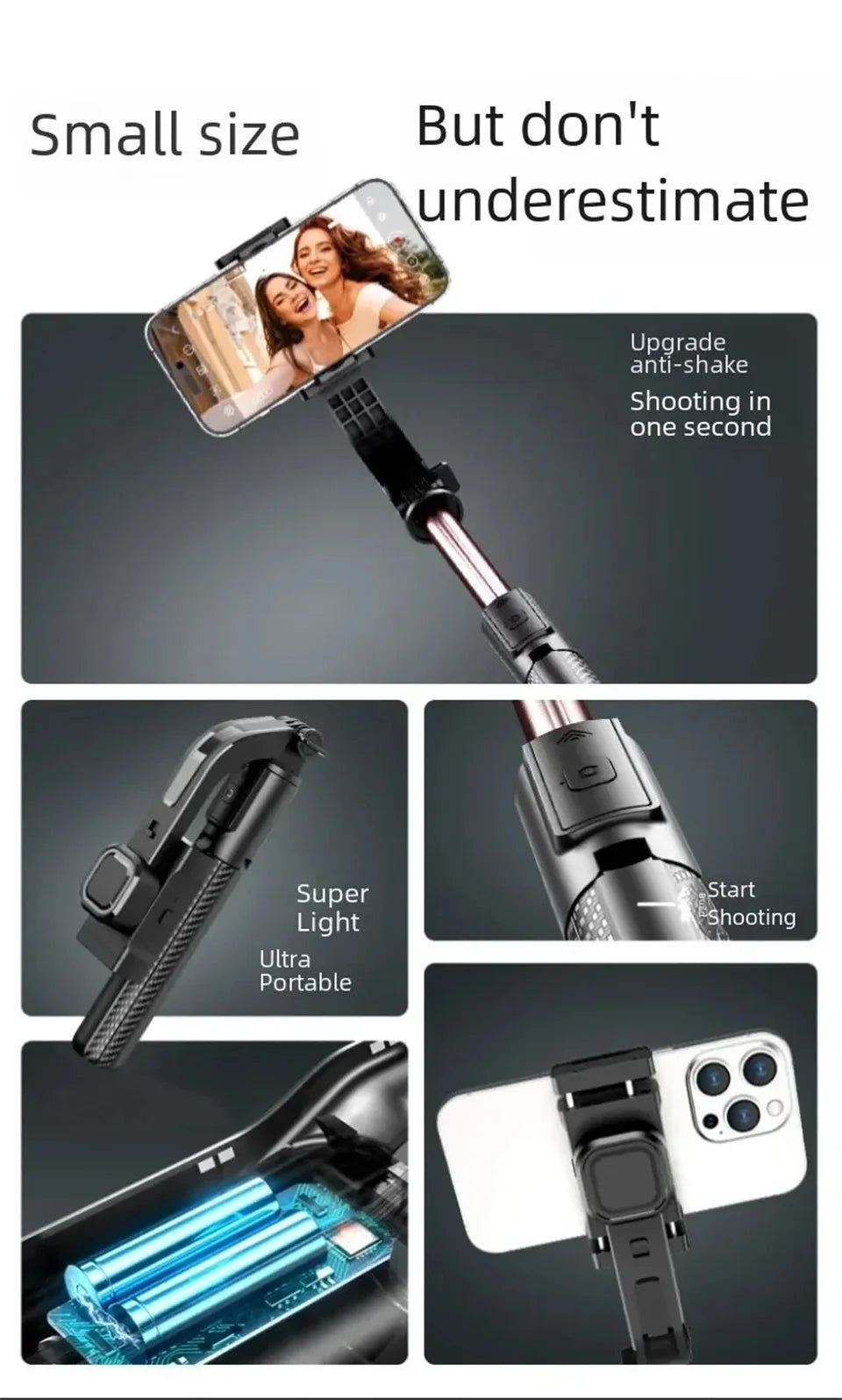 Bluetooth Handheld Gimbal Stabilizer Mobile Phone Selfie Stick Aluminum Alloy Adjustable Tripod for Smartphone Live