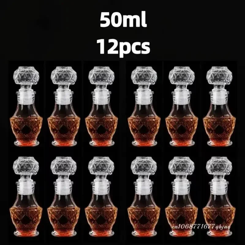 50ml 100ml 6pcs 12pcs Whisky Glass Liquor Bottle French Carved For Alcohol Wedding Gifts Wine Mini Container Storage Favour Set