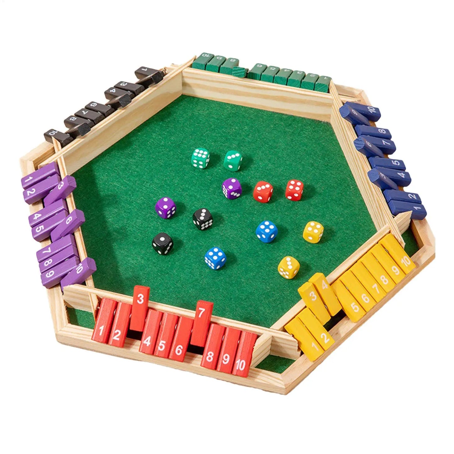 Wooden Shut The Box Dice Game – Six Sided Flipping Number Board