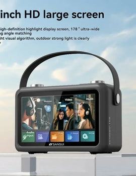 Karaoke Wireless Bluetooth Speaker Outdoor Portable SANSUI F58 40W Music and Video Player 7-inch Screen Lyrics Display TF/FM/AUX