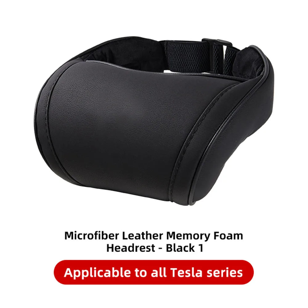 Memory Foam Car Neck Pillow for Tesla Model 3 Y X S PU Leather Headrest Support