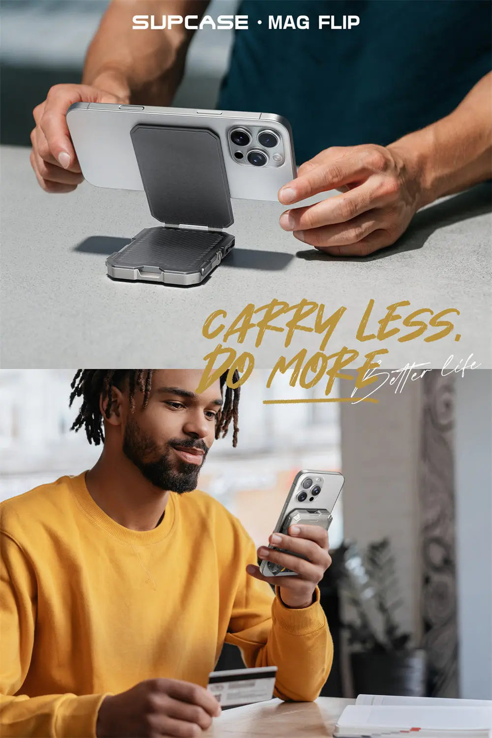 Tripod Phone Stand Credit Card Holder for iPhone 16/15/14/13/12 Adjustable Phone Stand Compatible with MagSafe