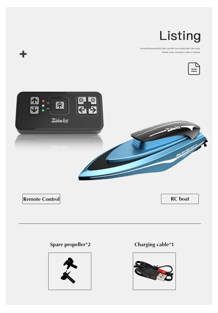 Mini RC Boats High Speed Electronic Racing Remote Control  Ship  Competition Water Toys Gifts Led Light