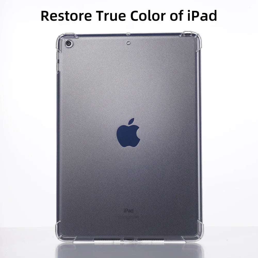 TPU Silicon Transparent Case For iPad Air 11 2024 Pro 11/13in M4 for iPad 10/9/8/7/6/5 Gen Air 4/5th 10.9 3rd 10.5 Mini 6