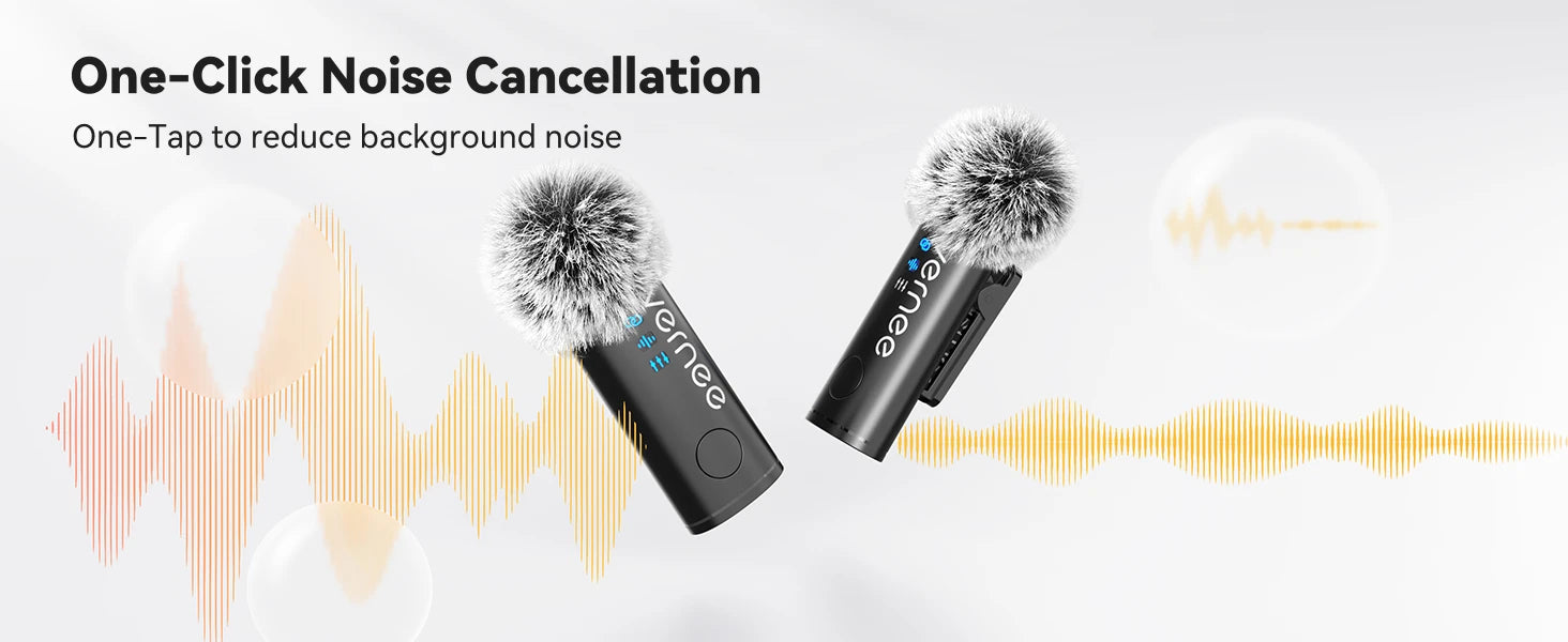 V10 Wireless Lavalier Microphone 60M Noise Cancellation Vlog Short Video Recording Mini Mic for iPhone/Android