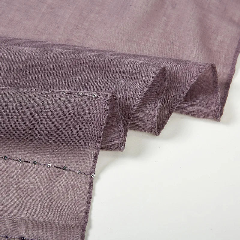 Cotton Hijabs Scarf Muslim Islamic Headscarf For Women Lady Soft Cotton Linen Tassel Sequins Islamic Hijab Shawl Wraps