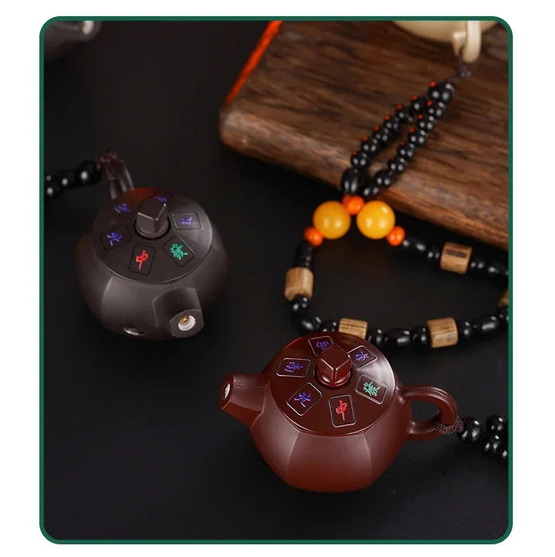 Creative Teapot Gas Lighter Adjustable Flames with Playing Inflation Windproof Red Flame Cigarette Accessories Unique Gift