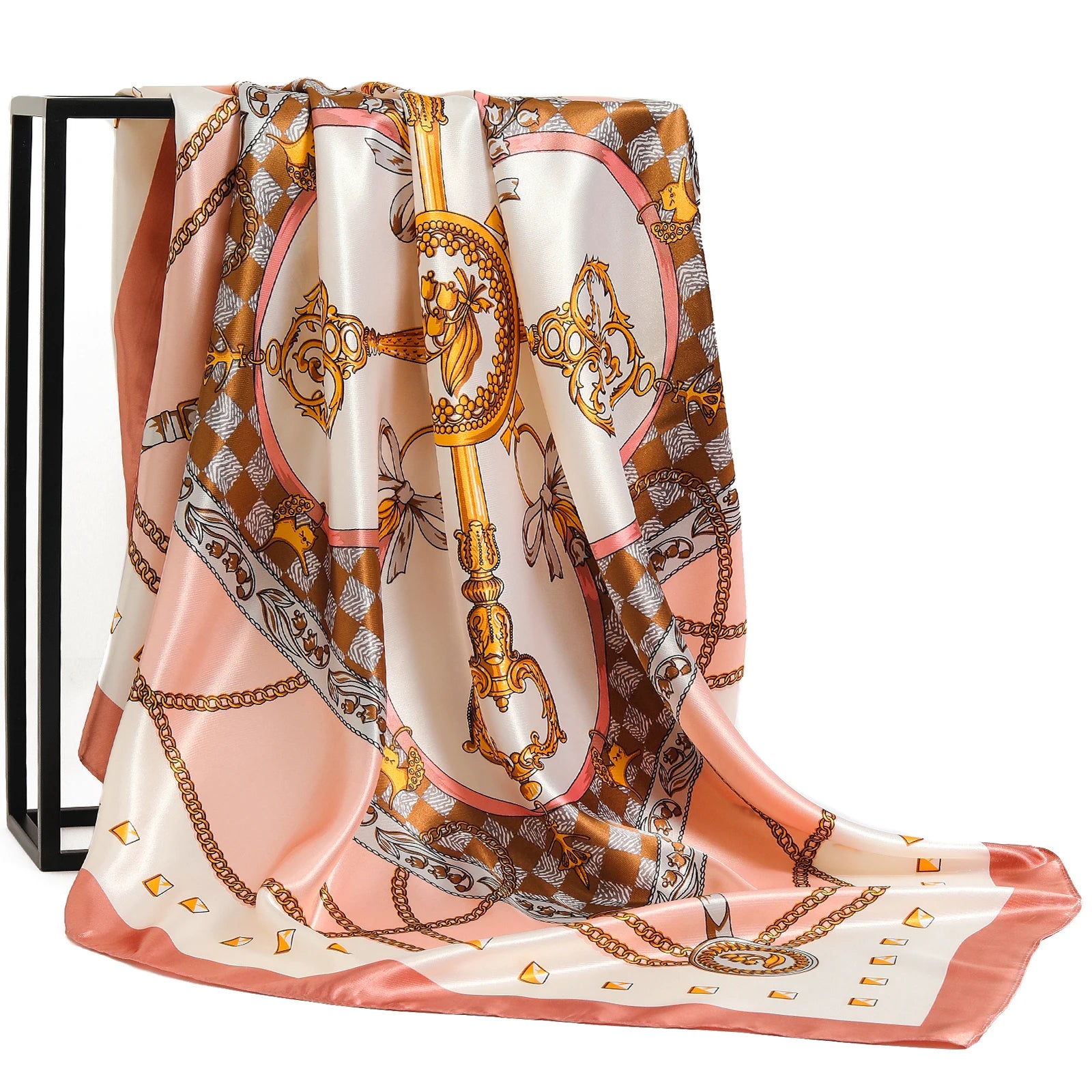 Women Scarf Silk Feeling Hair Neck Square Brand Office bandanna muffler Waiter Flight Attendants Handkerchief Rings wrap