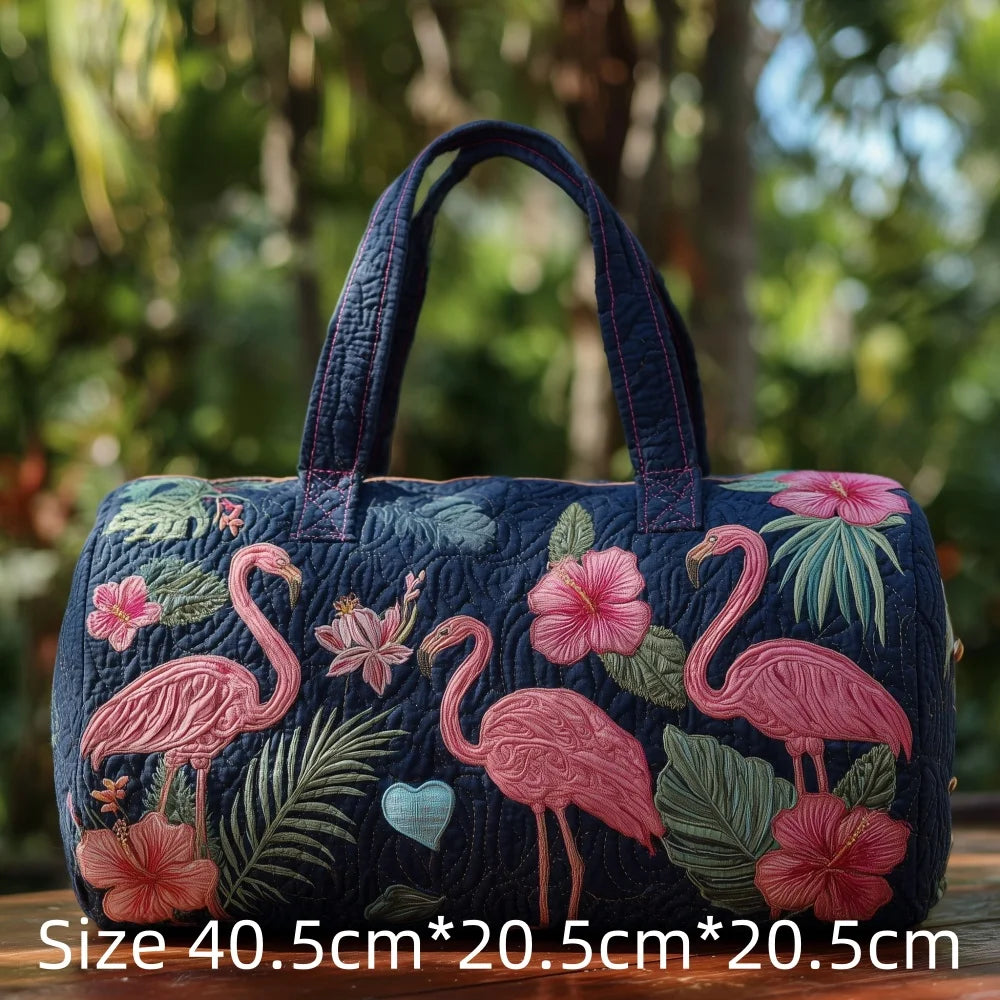 Hot Sale 3D Quilted Flamingo Bag Women Weekender Bag Tropical Palm Leaves Travel Tote Overnight Beach Vacation Carry On Bags