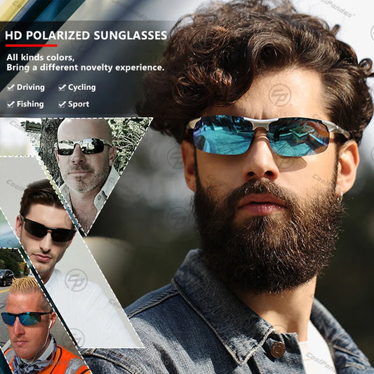 Aluminum Polarized Sunglasses UV400 Anti-Glare Driving Glasses Outdoor Rectangle Shades for Men