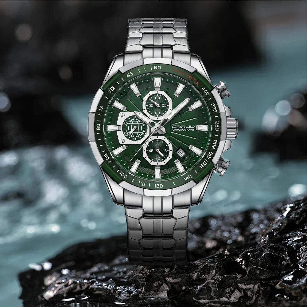 Men's Watches Fashion Business Multifunction Quartz Chronograph with Auto Date and Luminous Hands Relogio Masculino