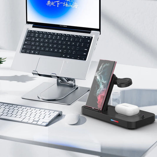 3 in 1Wireless Charger Stand Fast Charging Dock Station Type C For Watch Huawei iPhone 15 14 13 12 Pro Max Earbuds