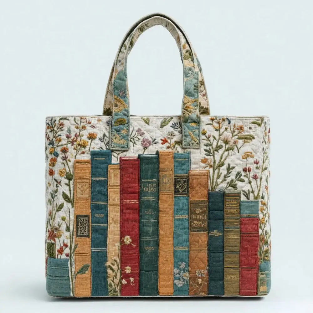 Vintage Quilted Canvas Tote Bag Large Capacity 3D Printed Shopping Handbag