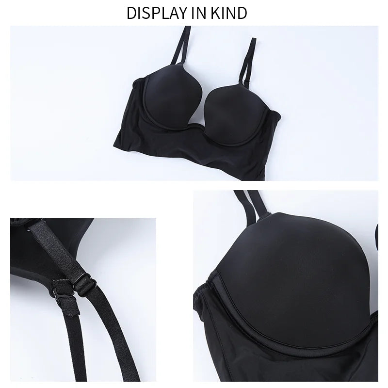 Deep V-Neck Backless Bodysuit Shapewear – Push Up Thong Body Shaper