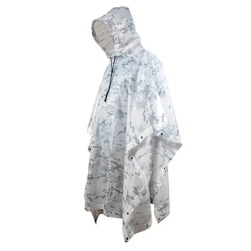 Camouflage Waterproof Folding Rain Poncho for Hiking and Camping