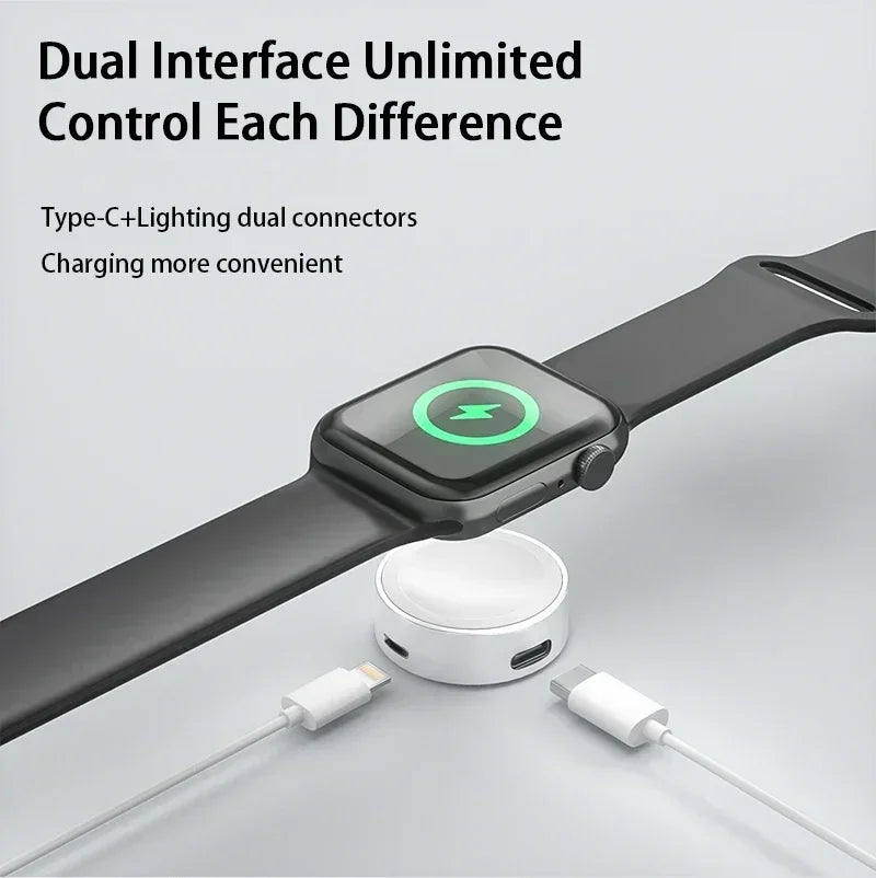 Dual Port Charging Strong Megnetic Portable Design USB Type C Mini Light Weight 5W Travel Smartwatch Wireless Charger