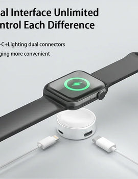 Dual Port Charging Strong Megnetic Portable Design USB Type C Mini Light Weight 5W Travel Smartwatch Wireless Charger