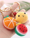 5 Pcs Handmade Weaving Keychain Wool Crochet Unique Knitted Pendant Keyring Strawberry Watermelon Orange Pendant Key Chain Gifts