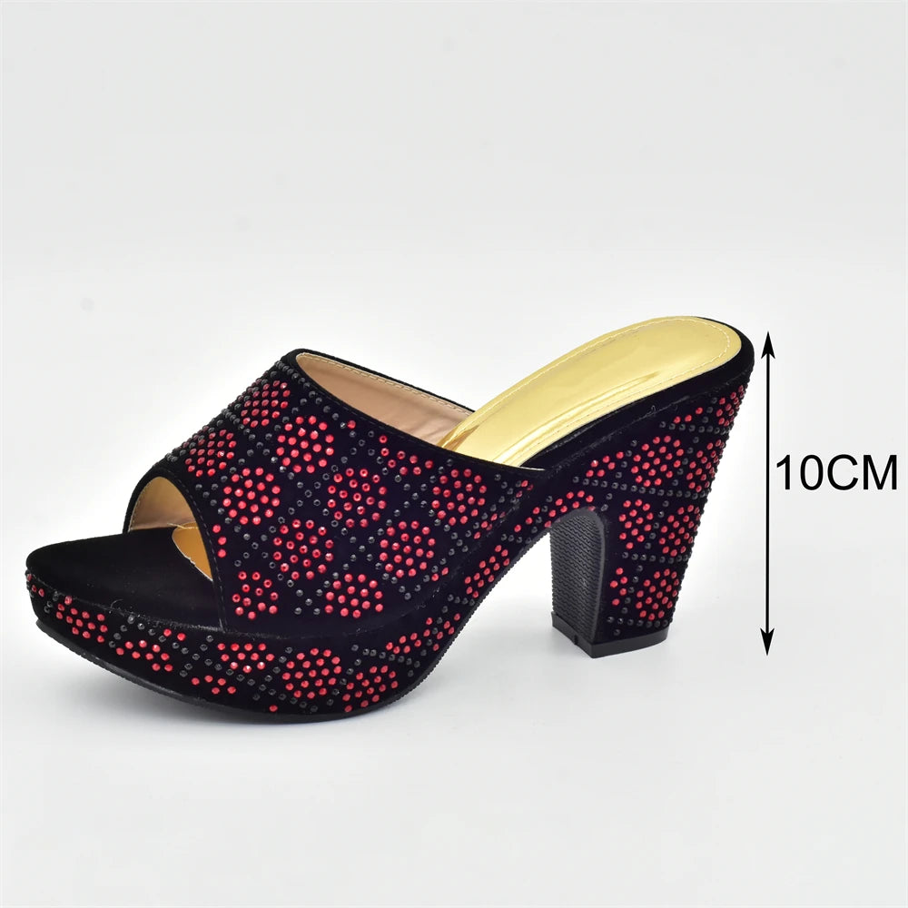 Luxury Designer Shoes Italian Shoe and Bags Matching Set with Rhinestone Women's Shoe New Trend Italy Shoe with Bag Set