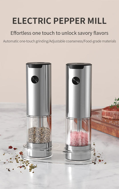 Electric Salt And Pepper Grinder With Adjustable Coarseness Refillable Mills Battery Powered Pepper Grinder Kitchen Gadget Tool