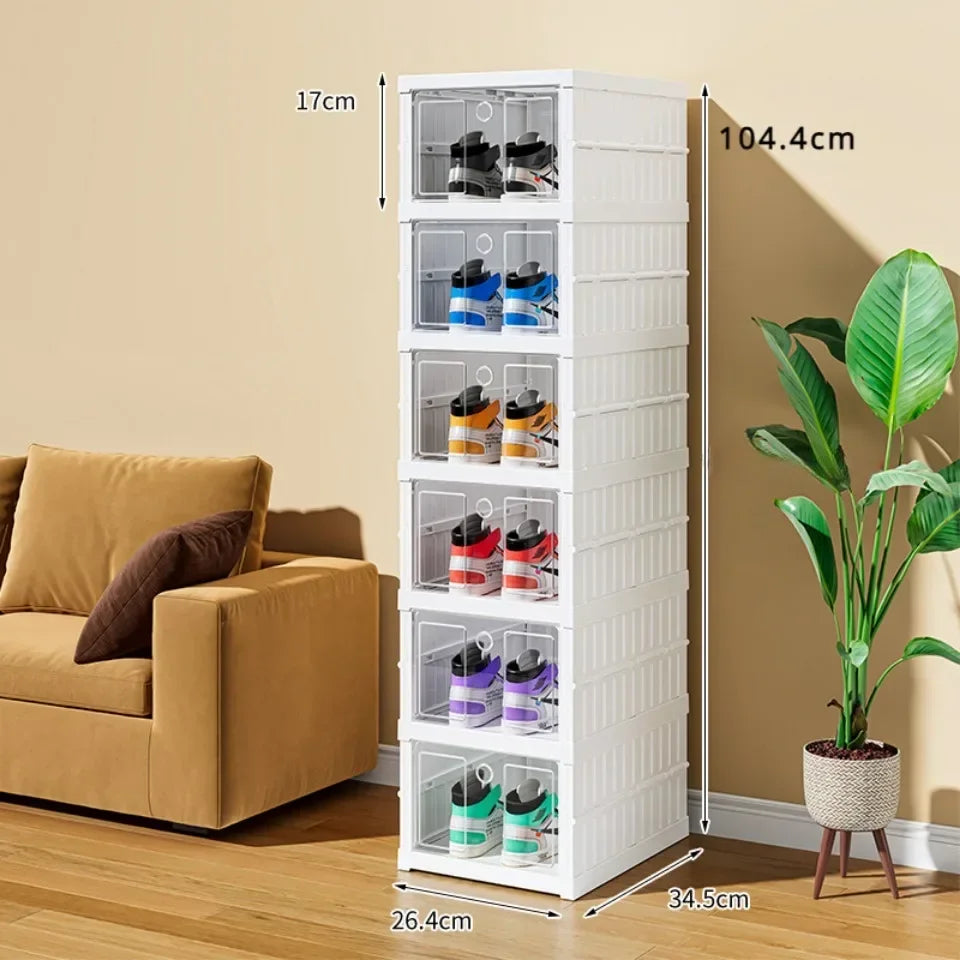 Shoe Organizer Foldable Plastic Shoe Storage Boxes for Sneakers Stackable Dustproof Transparent Cabinet Multi Layer Shoes Rack