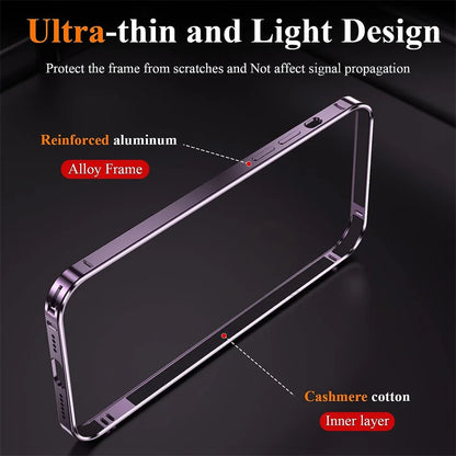 Luxury Light Aluminum Metal Frame For iPhone 13 14 Plus 15 16 Pro Max 16p Bumper Case Thin Alloy Protective Back Accessories