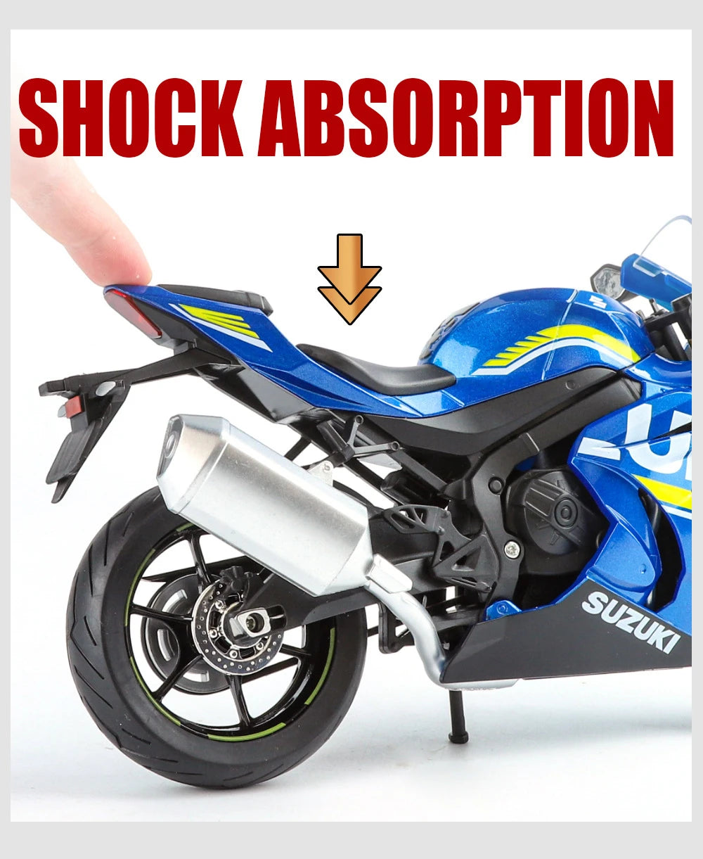 Diecast Suzuki GSX 1000R Racing Motorcycle Model 1 to 9 Scale
