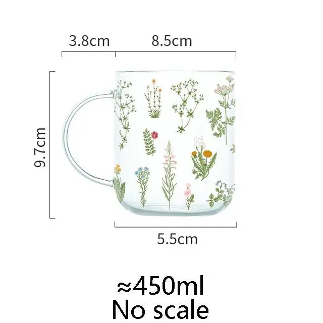 500ml Creative Glass Scale Handgrip Mug Breakfast Milk Coffee Couple Mug Home Tumbler Water Drinkware Fruit Juice Cups