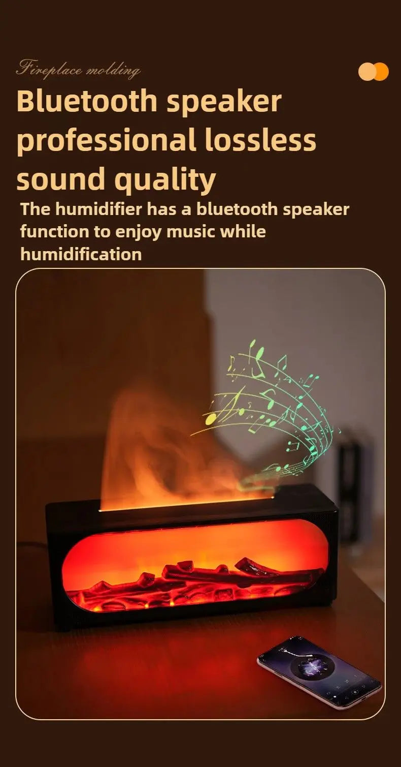 Simulated fireplace charcoal fire humidifier with Bluetooth stereo multifunctional aromatherapy silent fog air humidifier home
